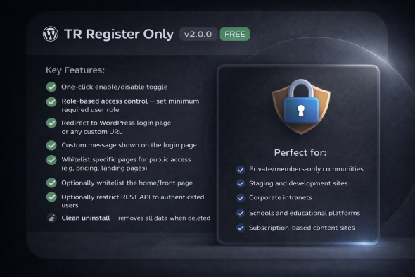 TR Register Only – Private Site & Role-Based Access Control